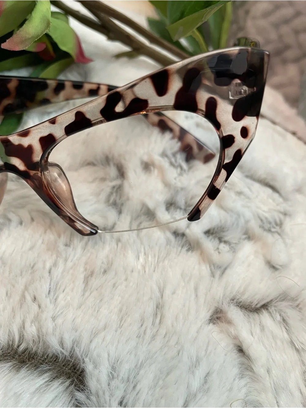 Cat-Eye Leopard Print Eyeglasses/Sunglasses Semi clear Frame ~ New/Never Used